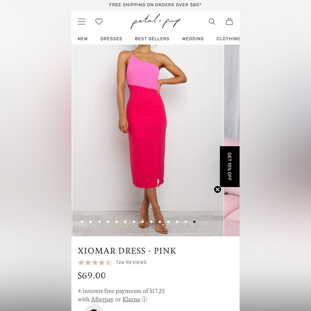 Petal & Pup Xiomar Light & Dark Pink Colorblock One Shoulder Midi Dress 4